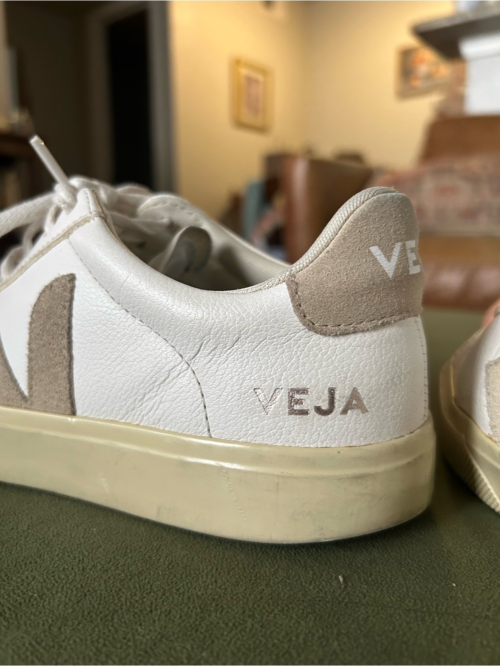 Veja Campo Almond Shoes Womens Size 6 White Leather Sneakers - Picture 7 of 10